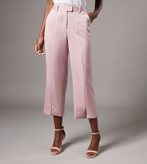 Split Front Cropped Trousers