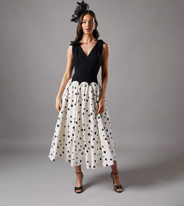 Mono Races Bow Shoulder Midi Dress