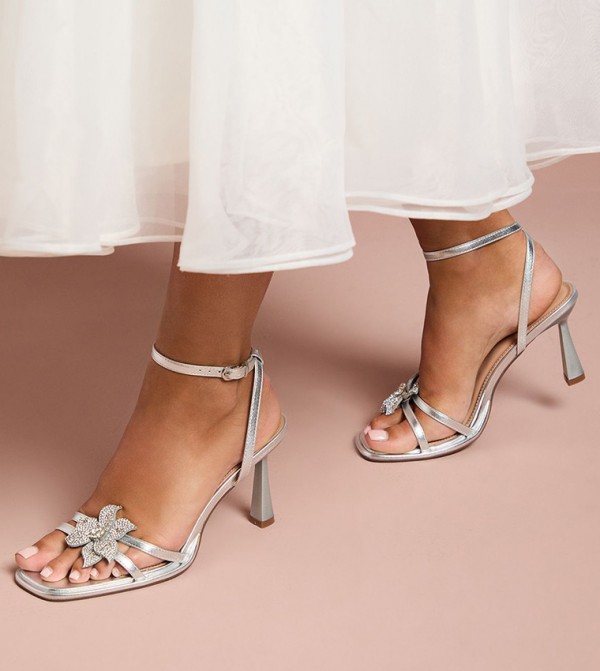 Wide Fit Taleesa Diamante Corsage Detail Heel Sandals
