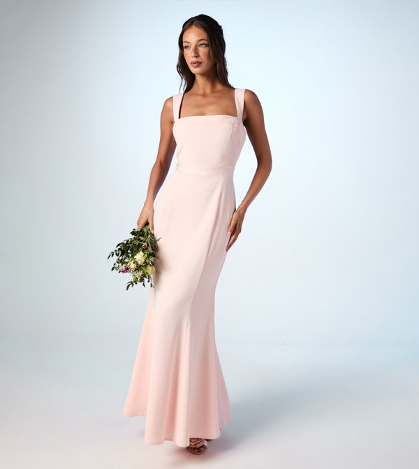 Strappy Satin Bridesmaid Dress With Tie Back Detail