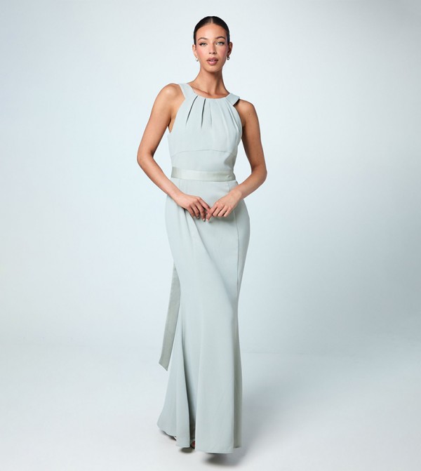 Satin Halterneck Bridesmaid Maxi Dress