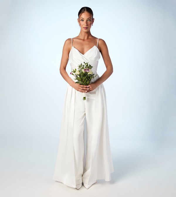Satin Drape Detail Bridal Maxi Dress