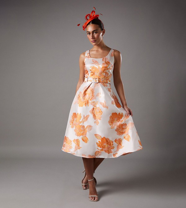 Jacquard Flared Midi Dress