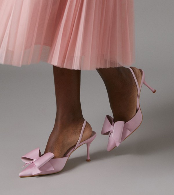 Lola Satin Bow Detail Slingback Pumps