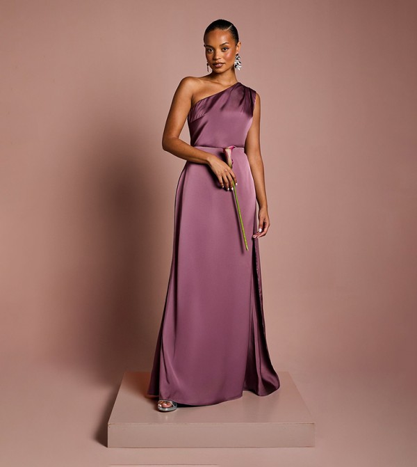 Honored Petite Drape One Shoulder Maxi Bridesmaid Dress