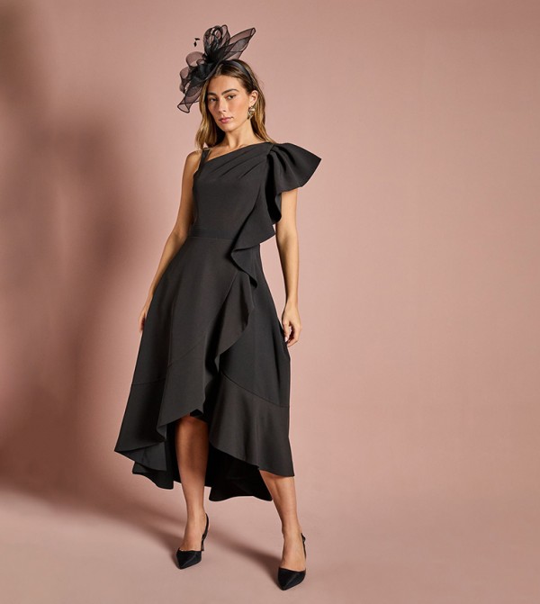 فستان حفلات ميدي بكتف واحد 