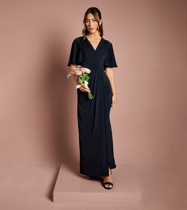 Flutter Sleeves Bridesmaid Maxi Dress