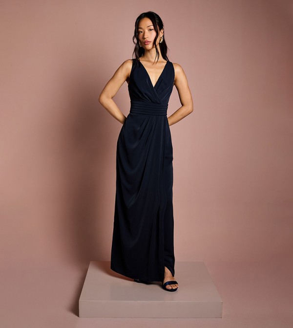 V-Neck Sleeveless Bridesmaid Dress