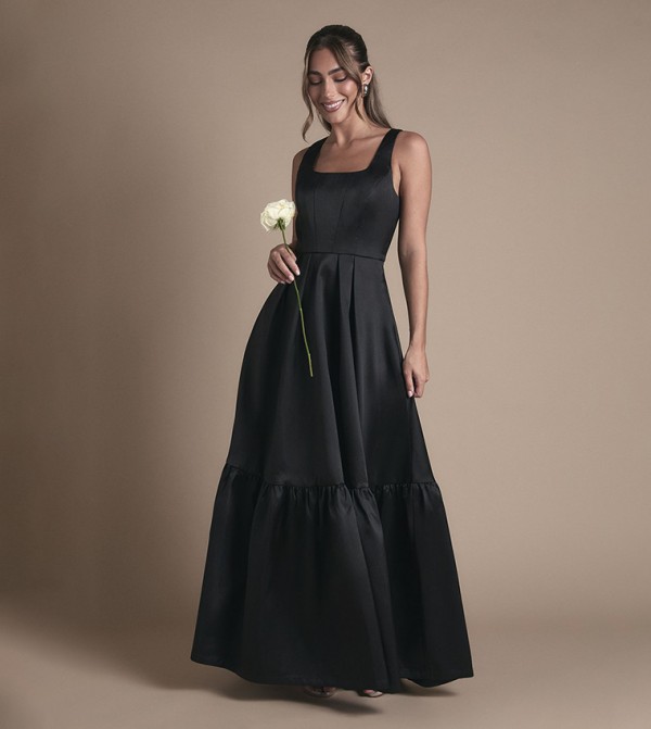 فستان ماكسي تويل سترابلس لوصيفات العروسة 