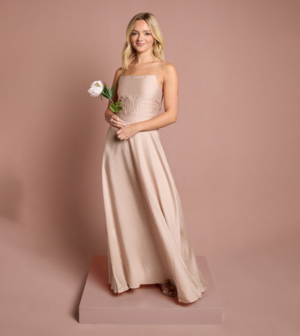 Teen Satin Pleat Detail Bridesmaid Dress