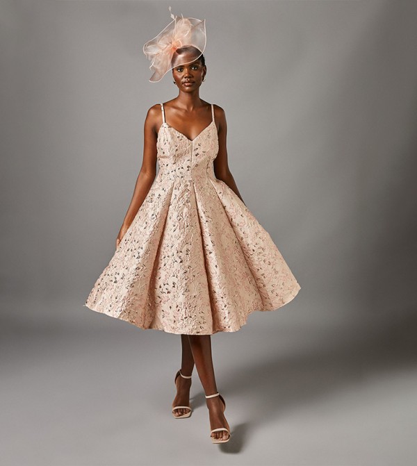 Jacquard Cami Midi Party Dress