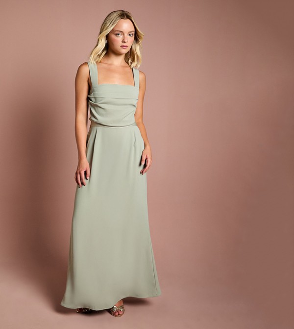 Teen Strappy Pleated Detail Bridesmaids Maxi Dress
