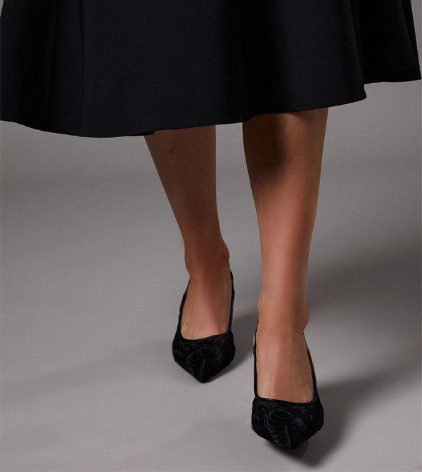 Pattie Embroidered Sheer Slingback Pumps