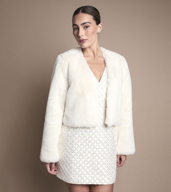 Solid Edge To Edge Fur Coat