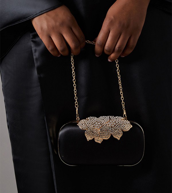 Shanghai Embellished Clasp Hard Clutch Bag