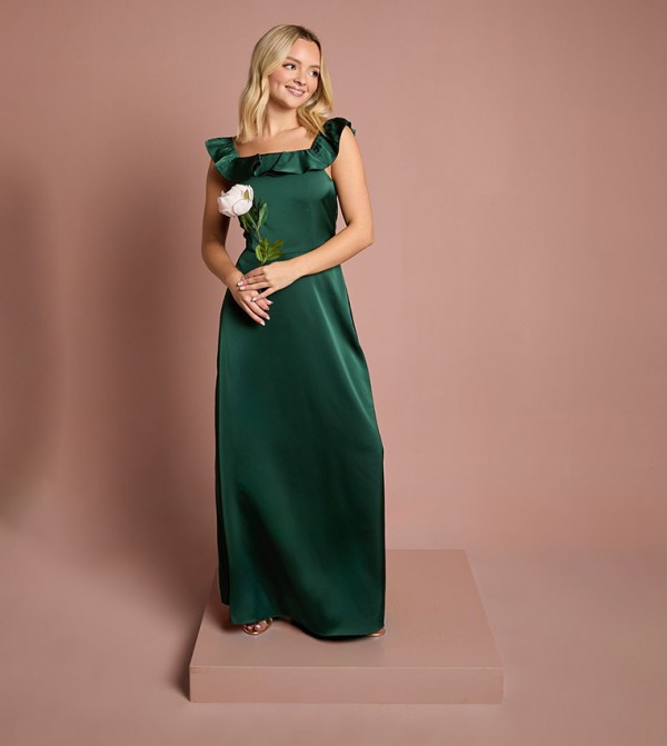 Teen Coast Ruffle Strap Satin Bridesmaid Dress