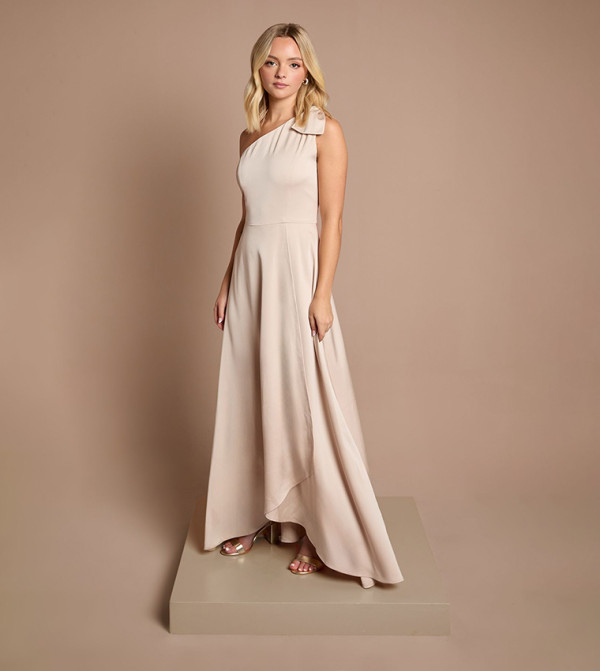 Teen Coast One Shoulder Bow Maxi Bridesmaid Dress