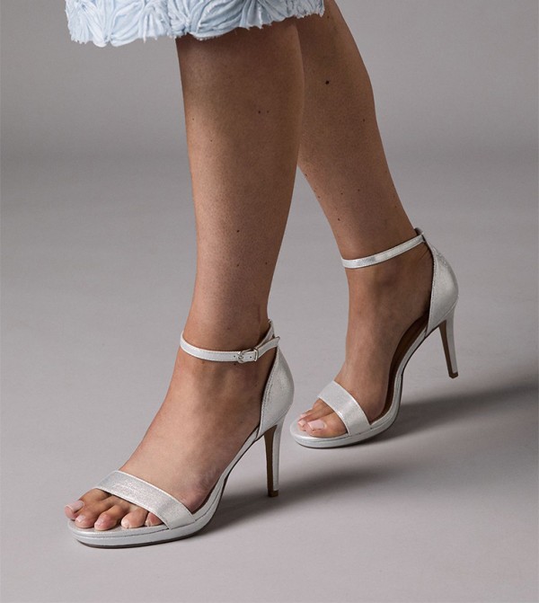 Talia Metallic Textile Heel Sandals