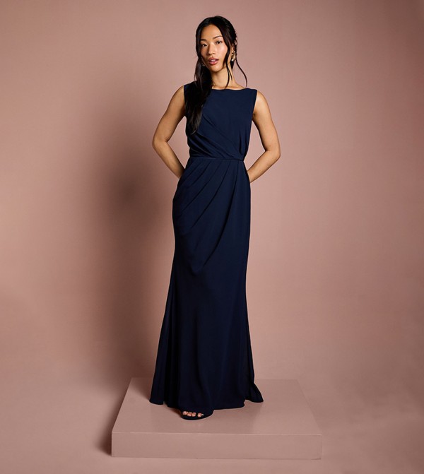 Satin Lace Back Detail Maxi Bridesmaid Dress