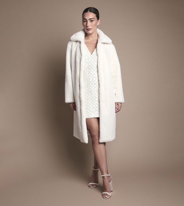 جاكيت طويل فرو صناعي 