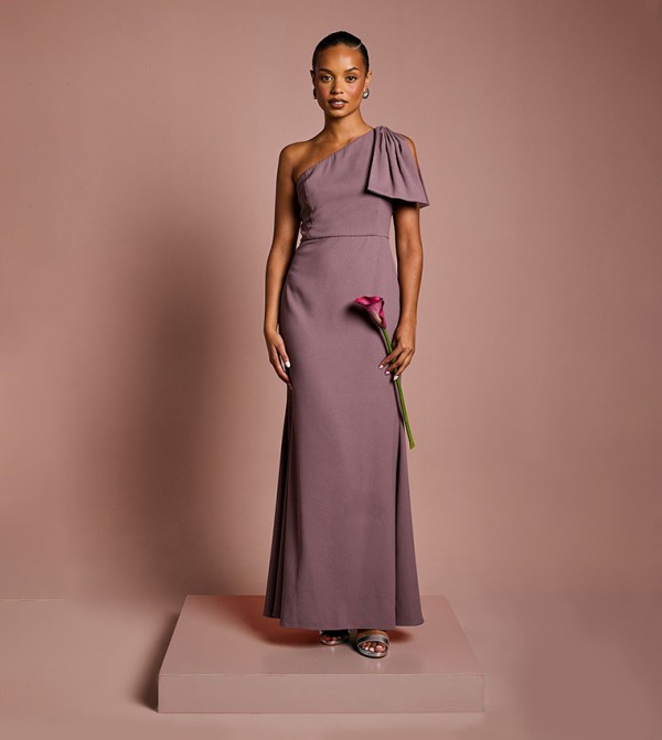 Coast Honoured Petite Bow One Shoulder Maxi Bridesmaid Dress
