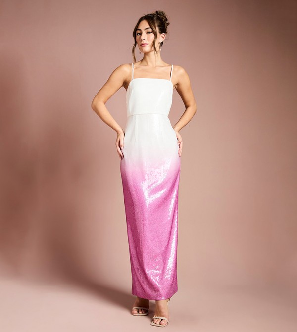 Ombre Sequined Maxi Party Dress