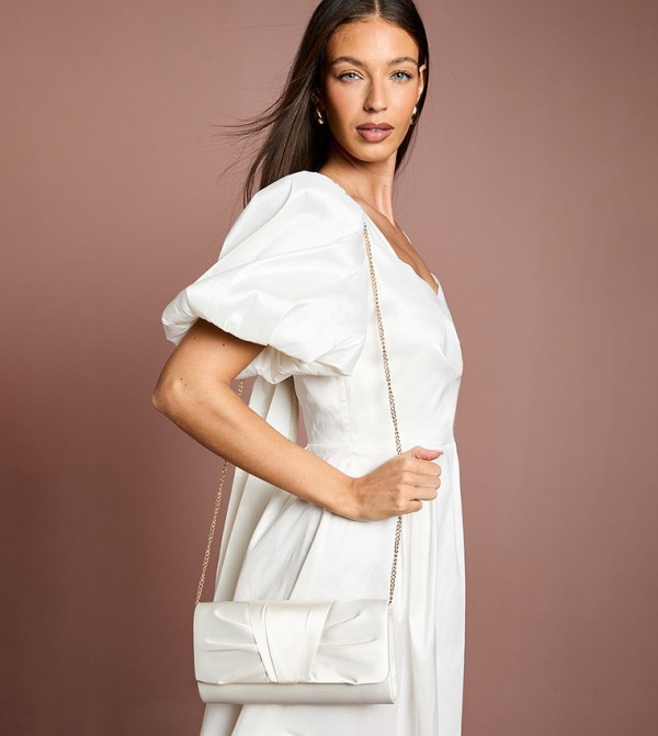 Bridal Emma Satin Detail Chain Clutch Bag