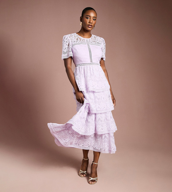 Lacy Tiered Midi Dress