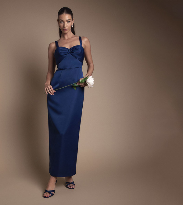 Removable Straps Knot Front Bridesmaid Maxi Dress