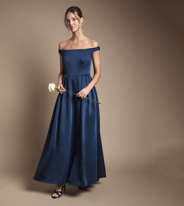 Bandeau Double Layer Skirt Maxi Bridesmaid Dress