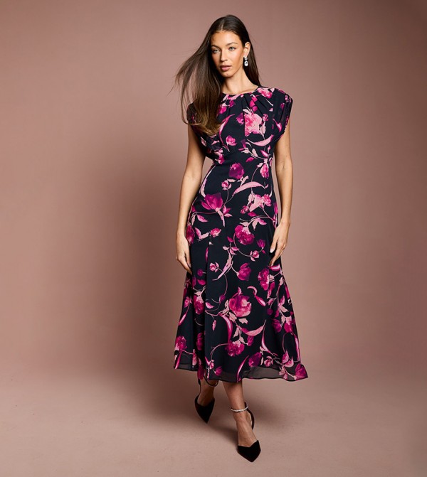 فستان ميدي شيفون كم كاب