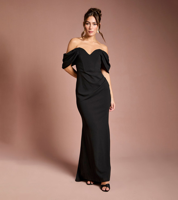 black midi pinafore dress Valar Lace Up Midi Pinafore Dress