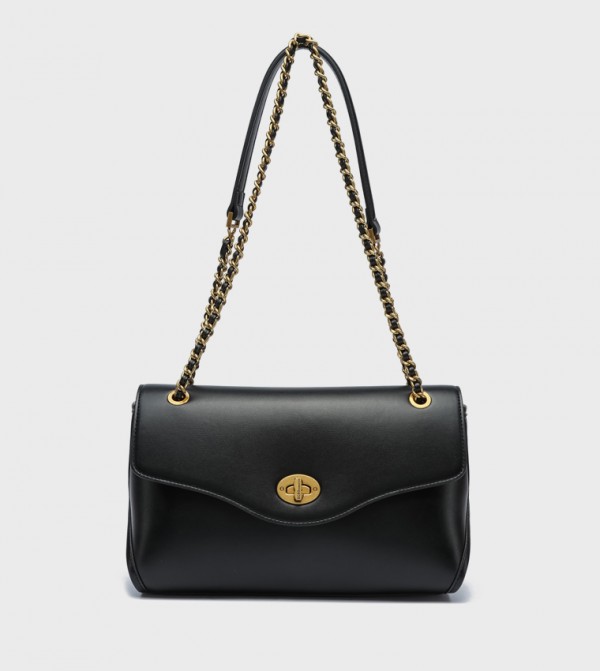 Twist Lock Flap Shoulder Bag