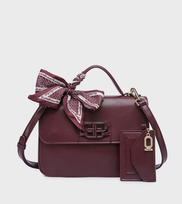 Scarf Detail Flap Top-Handle Bag