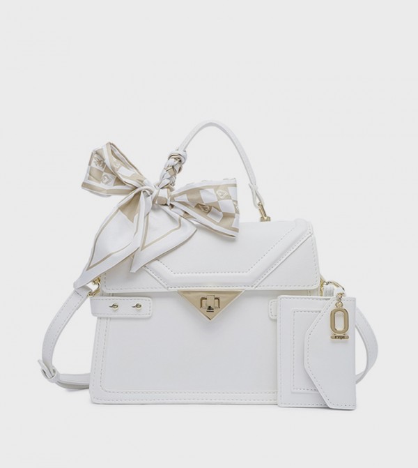 Scarf Detail Flap Handheld Bag