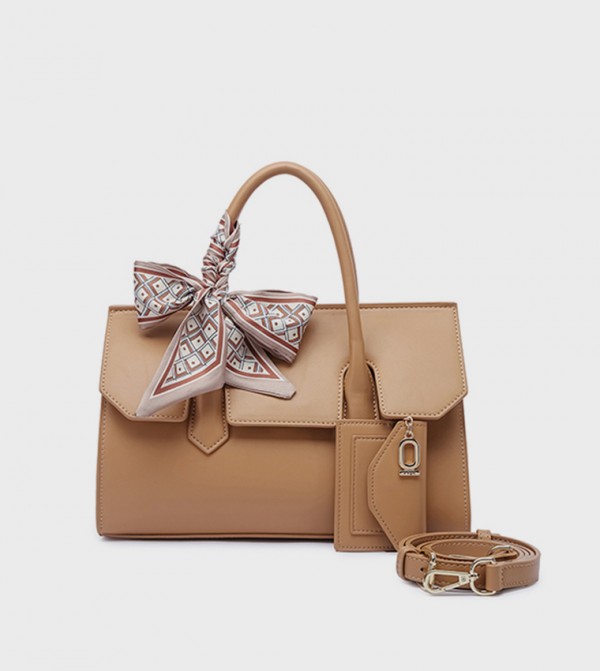 Scarf Detail Flap Satchel Bag