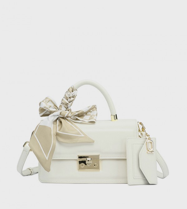 Scarf Detail Top-Handle Bag