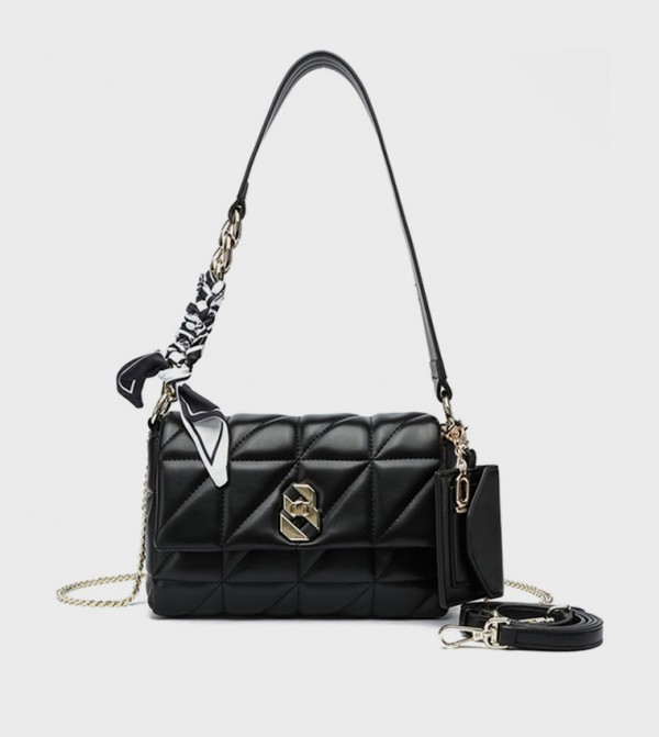 Quilted Shoulder Bag with Coin Pouch