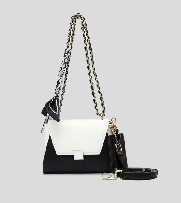Color Block Shoulder Bag with Coin Pouch