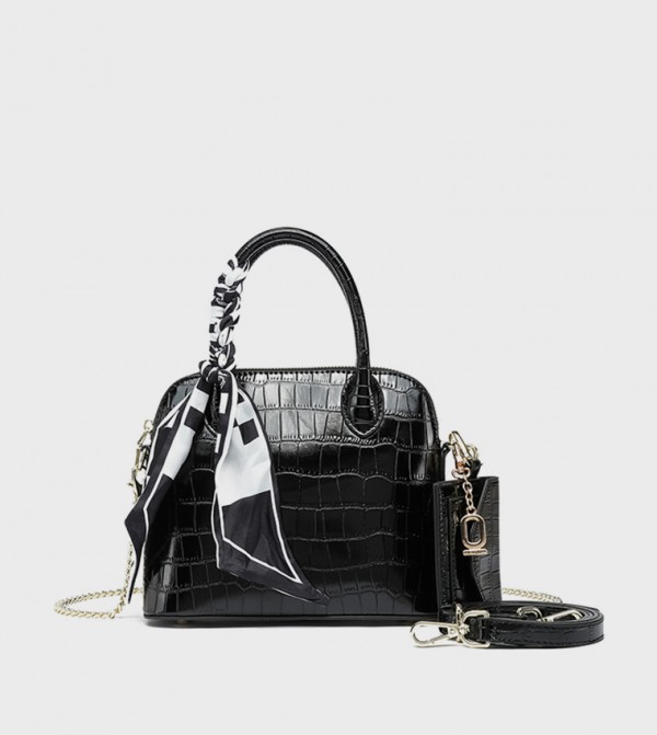 Textured Satchel Bag with Coin Pouch