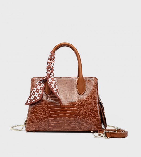 Textured Satchel Bag with Coin Pouch