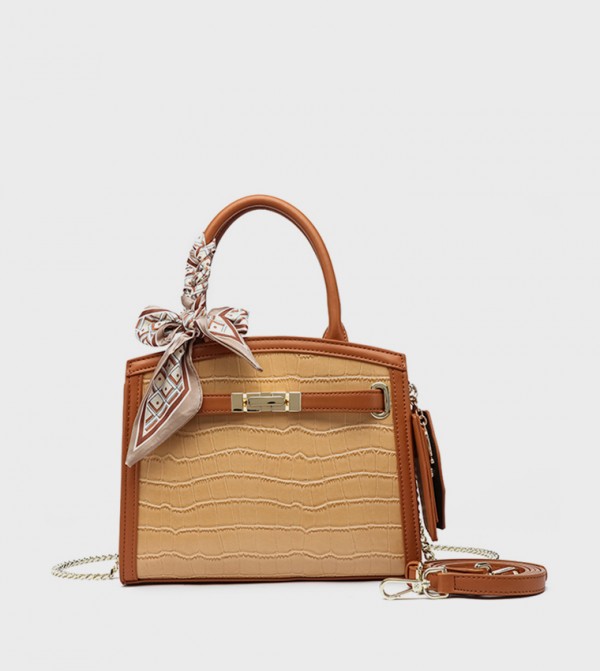 Textured Satchel Bag with Coin Pouch