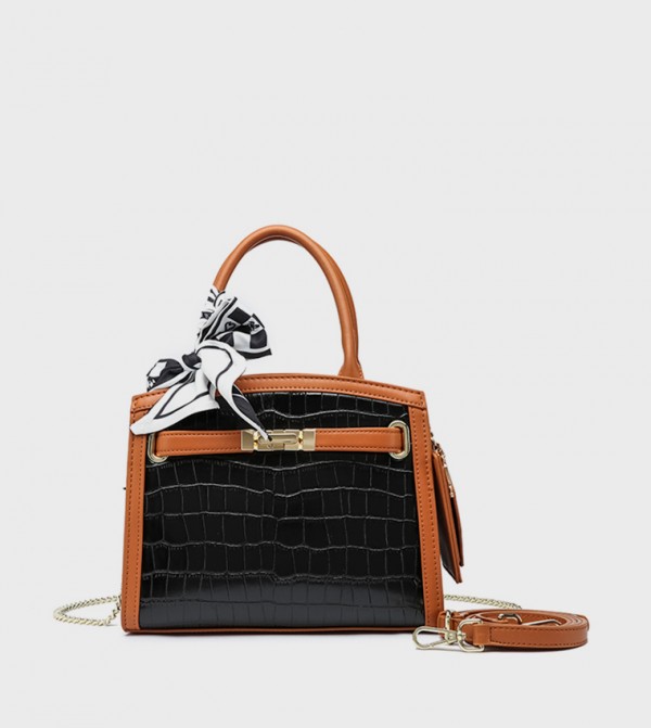 Textured Satchel Bag with Coin Pouch