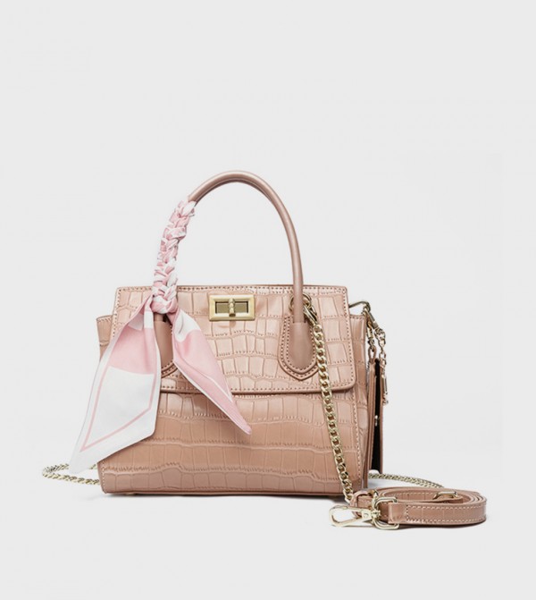 Textured Satchel Bag with Coin Pouch