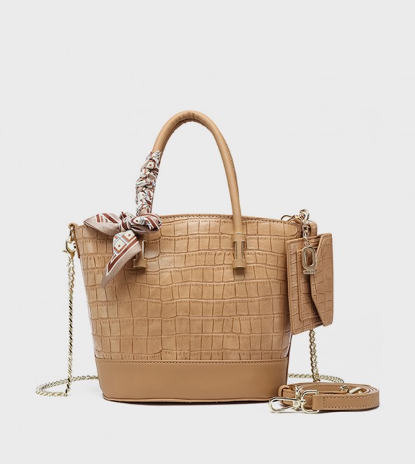 Textured Tote Bag with Coin Pouch