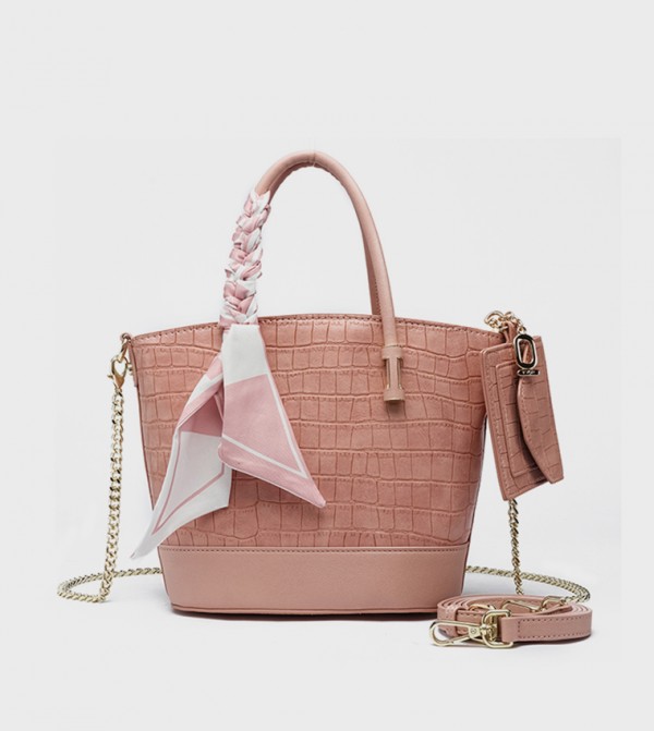 Textured Tote Bag with Coin Pouch