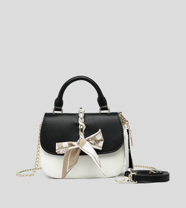 Color Block Top Handle Bag with Coin Pouch