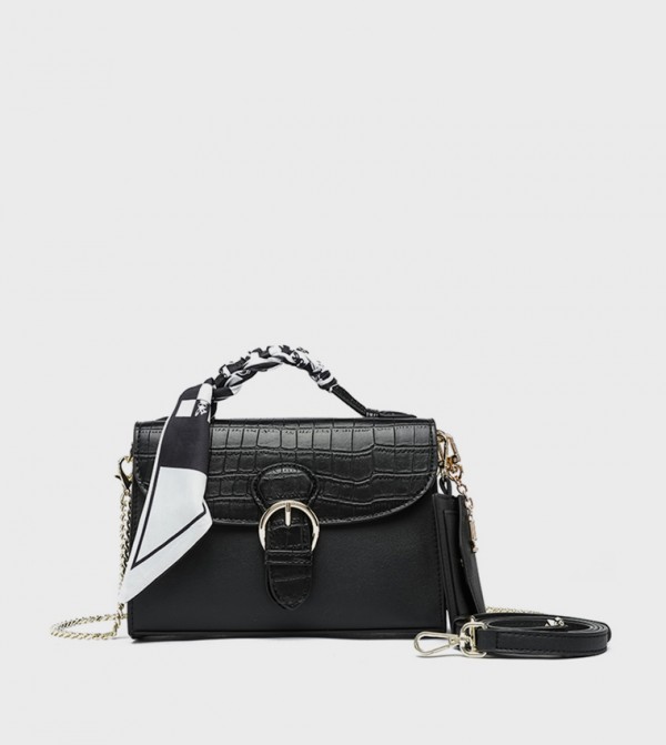 Textured Satchel Bag with Coin Pouch