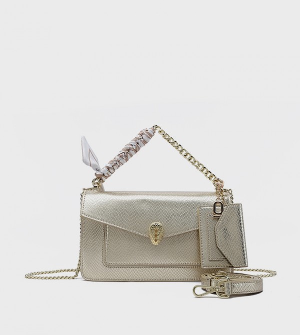 Textured Shoulder Bag with Coin Pouch