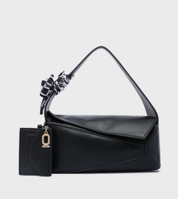 Solid Shoulder Bag with Coin Pouch